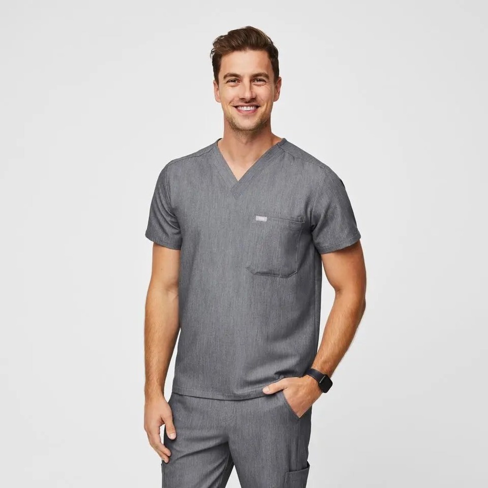 Figs Leon Three-Pocket Scrub Top Graphite‎ Gray Men's Size XS
